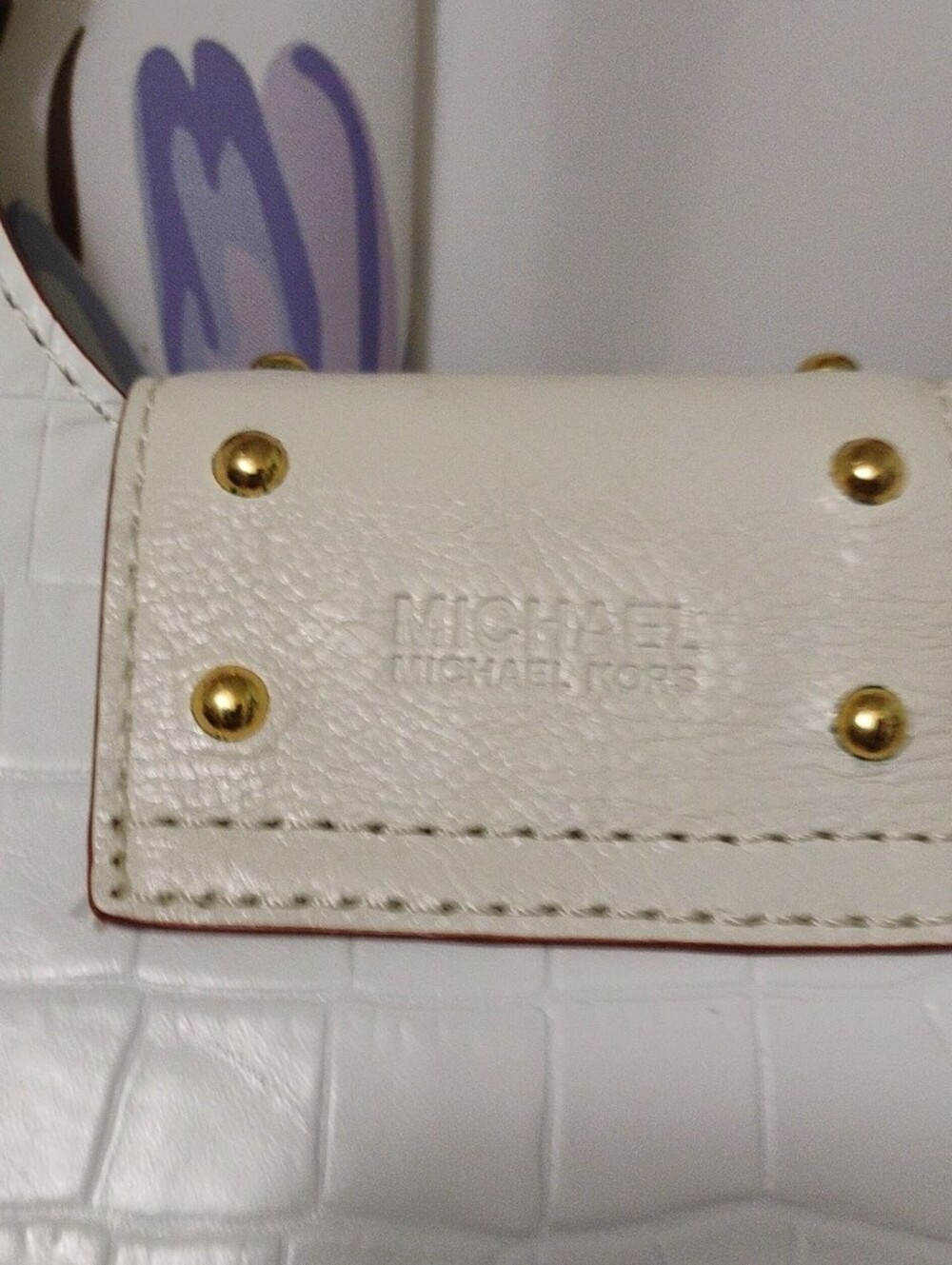 Michael Michael Kors Stylish White/Cream Croc-Emboss. 3 Compartment Shoulder Bag - Picture 4 of 15
